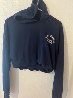 Pacific Sunwear Navy Cropped Pullover Hoodie